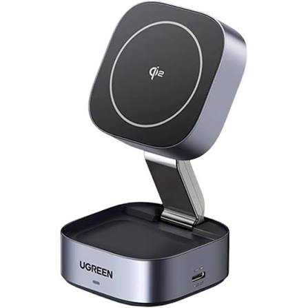 UGREEN 2 في 1 مغناطيسي شاحن لاسلكي35316 15W (رمادي فلكي)