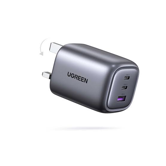 UGREEN Nexode 65W 3-منفذ شاحن UK (رمادي فلكي)