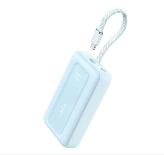 بنك الطاقة أنكر زولو (20000 مللي أمبير ساعة، 30 واط، كابل USB-C مدمج)-أزرق
