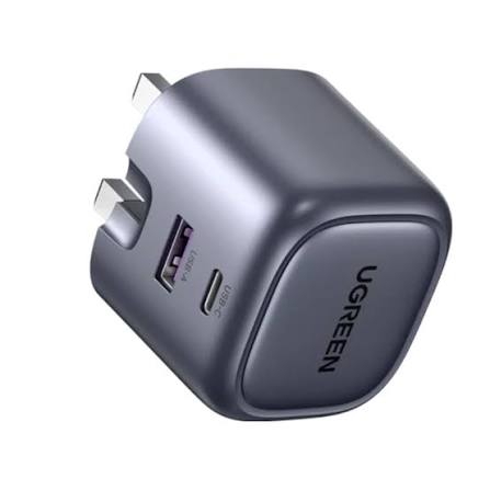 UGREEN Nexode 35W 2-منفذ GaN سريع شاحن UK أسود