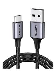 UGREEN USB-A 2.0 إلى كابل USB-C طلاء نيكل ألومنيوم Braid 1m (أسود)US288 18W