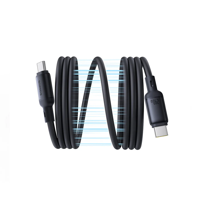 كابل بيسوس المغناطيسي USB-C إلى USB-C – بطول 1 متر – قدرة شحن حتى 240 واط – ألوان متعددة-أسود