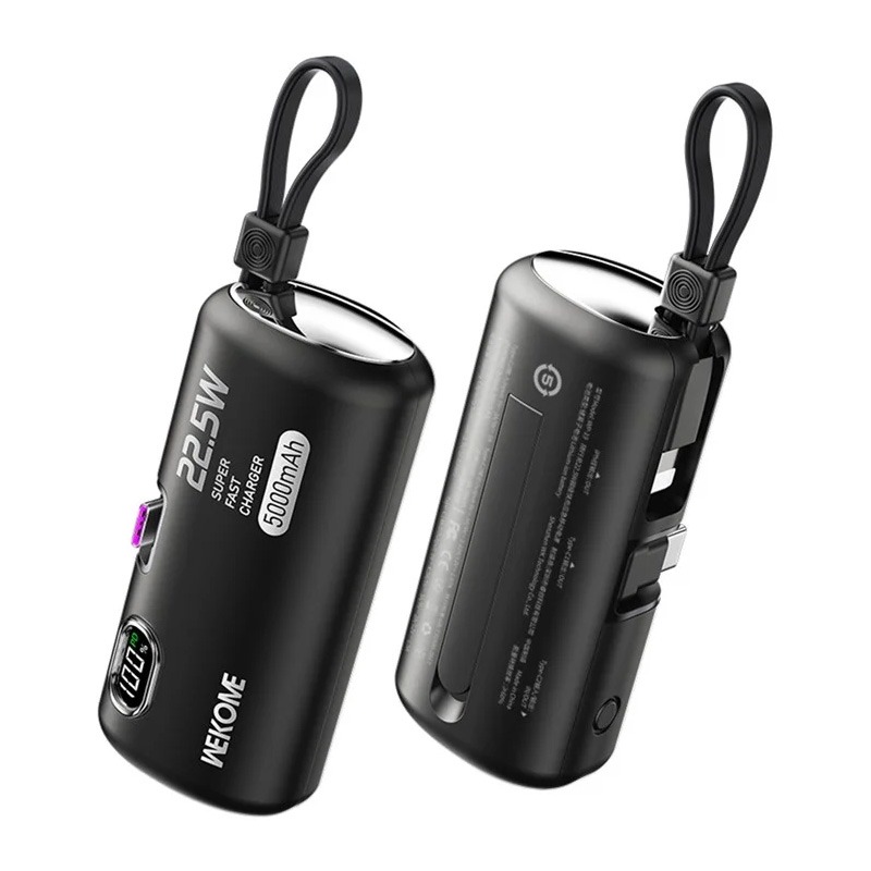 WEKOME WP-19 5000mAh محمول 22.5W سريع شاحن شاحن متنقل أسود