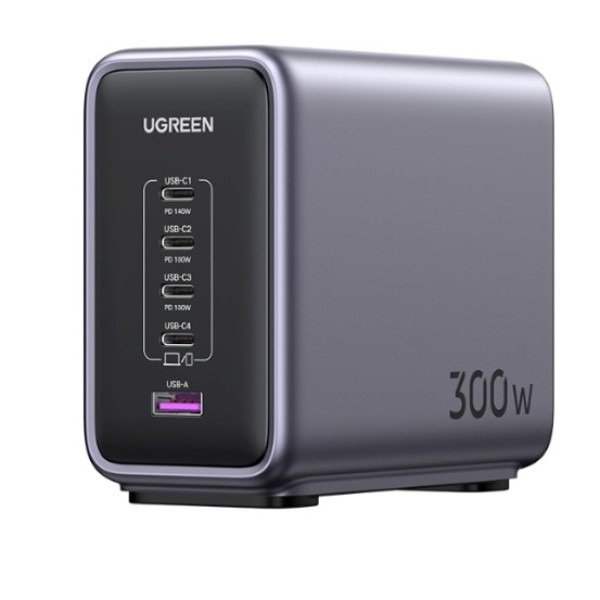 UGREEN Nexode 300W 5-منفذ PD GaN سريع شاحن UK CD333 (رمادي فلكي)