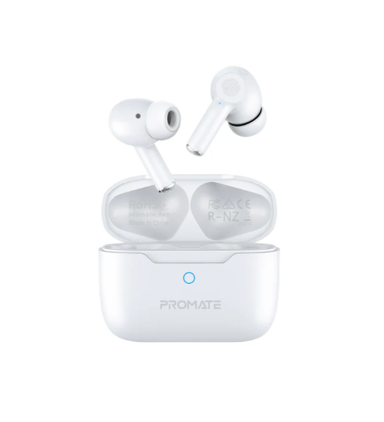 سماعات Promate ProPods اللاسلكية داخل الأذن – بخاصية تقليل الضوضاء-أبيض