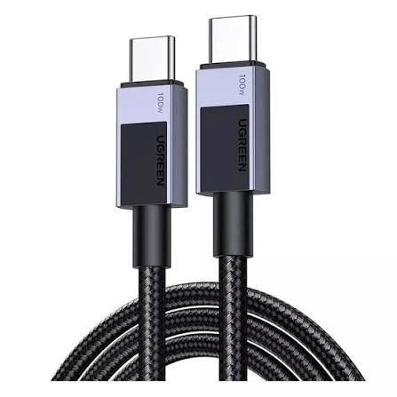 UGREEN Uno USB-C إلى USB-C PD سريع كابل شحن 5A Max رمادي فلكي 1m 100w